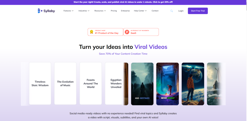 Syllaby io interface for finding youtube script topics