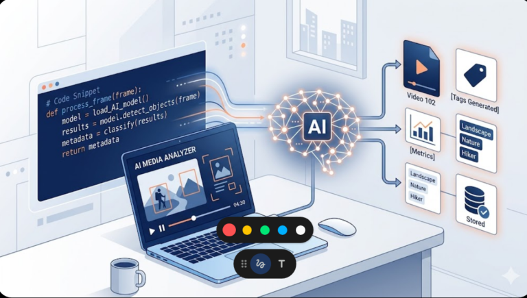 Conceptual illustration showing how to build an AI-powered IPTV player in Python using Flet and Gemini 2.0.