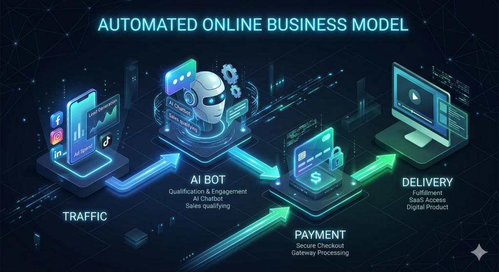 Automated IPTV reseller business model flowchart